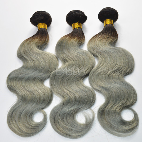 Ombre grey two tone body wave hair weft  zj0037